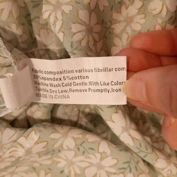 3/$20 SHEIN Floral Print Cami Dress Ruched Smocked Tiered Ruffle Babydoll Green - Picture 16 of 16